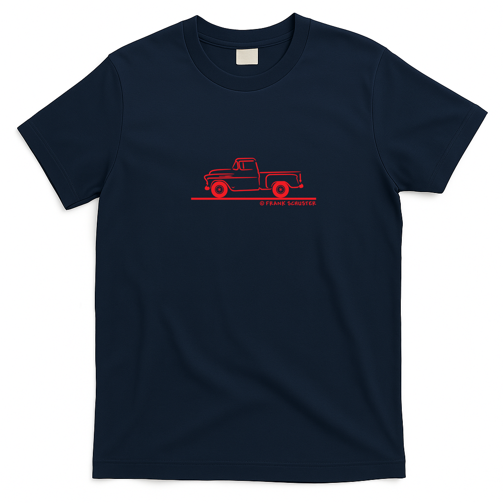 1955 Chevrolet Pickup Truck Graphic T-Shirt - Navy Blue