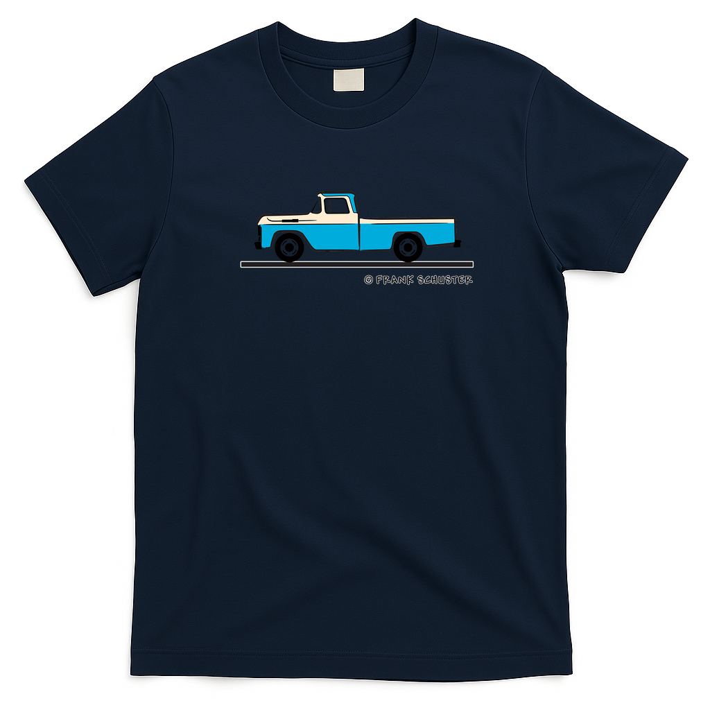 1960 Ford F 150 Pickup Truck Graphic T-Shirt - Navy Blue