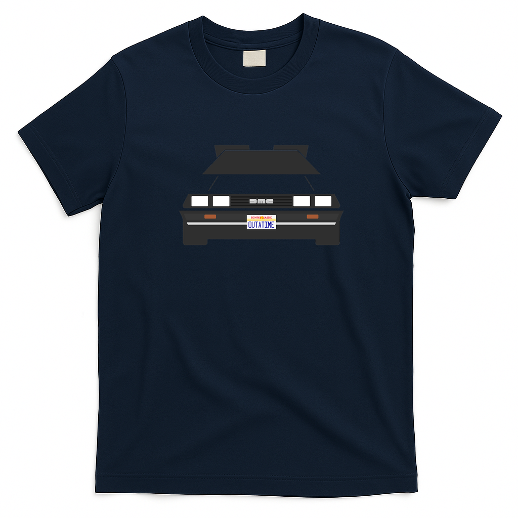 ’90s Childhood DeLorean T-Shirt - Navy Blue