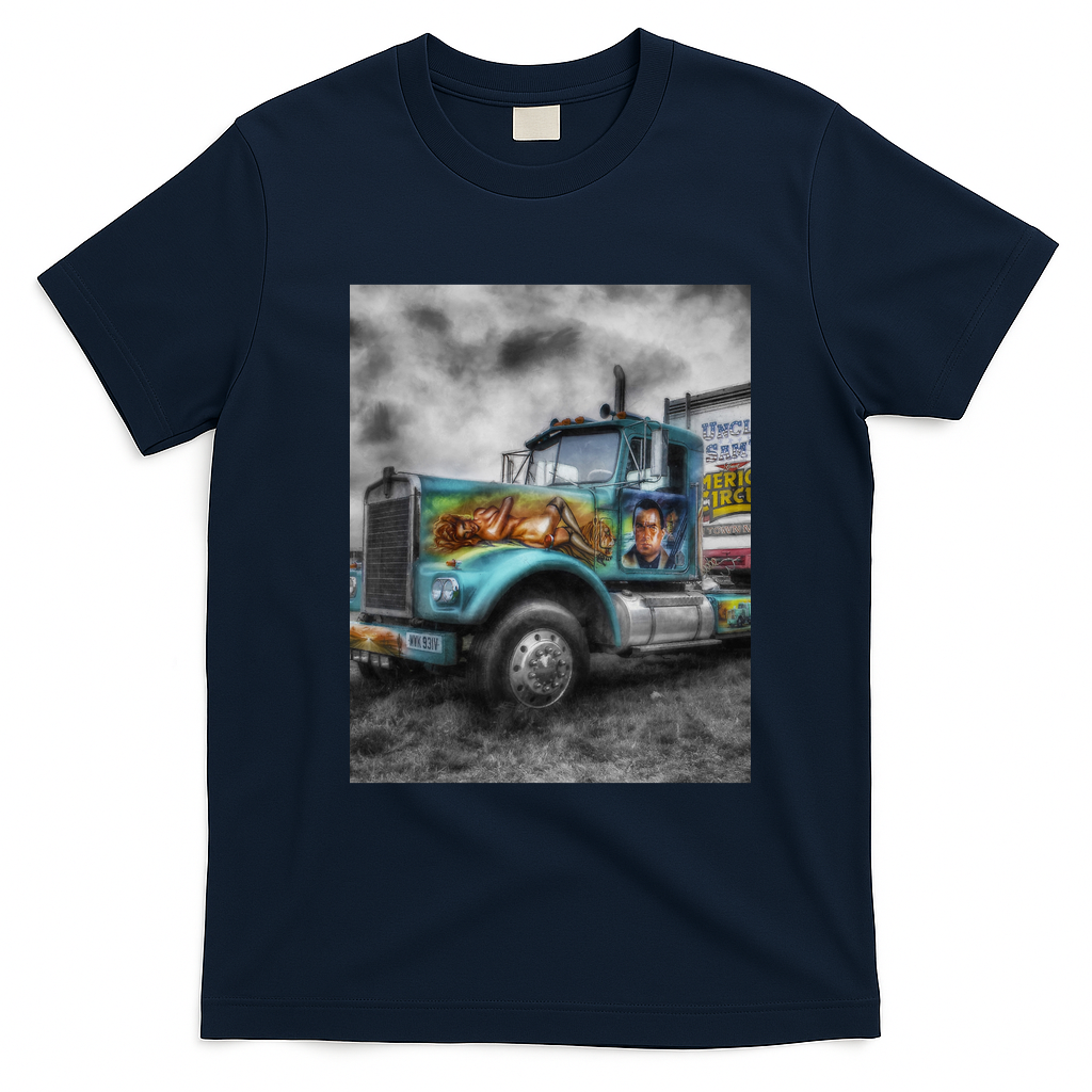 American Circus Truck Graphic T-Shirt - Navy Blue