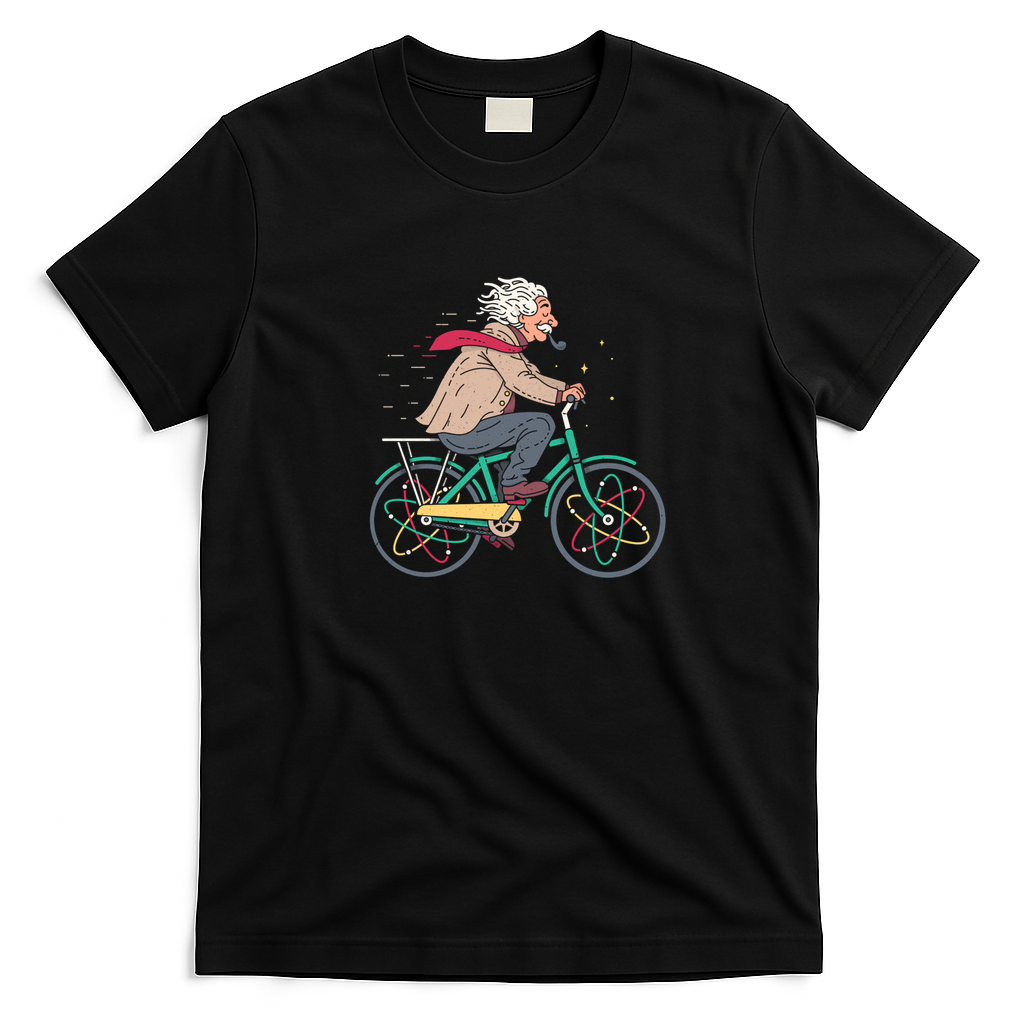 Albert Einstein Atomic Bicycle T-Shirt - Black