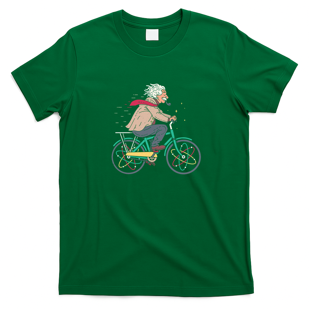 Albert Einstein Atomic Bicycle T-Shirt - Irish Green