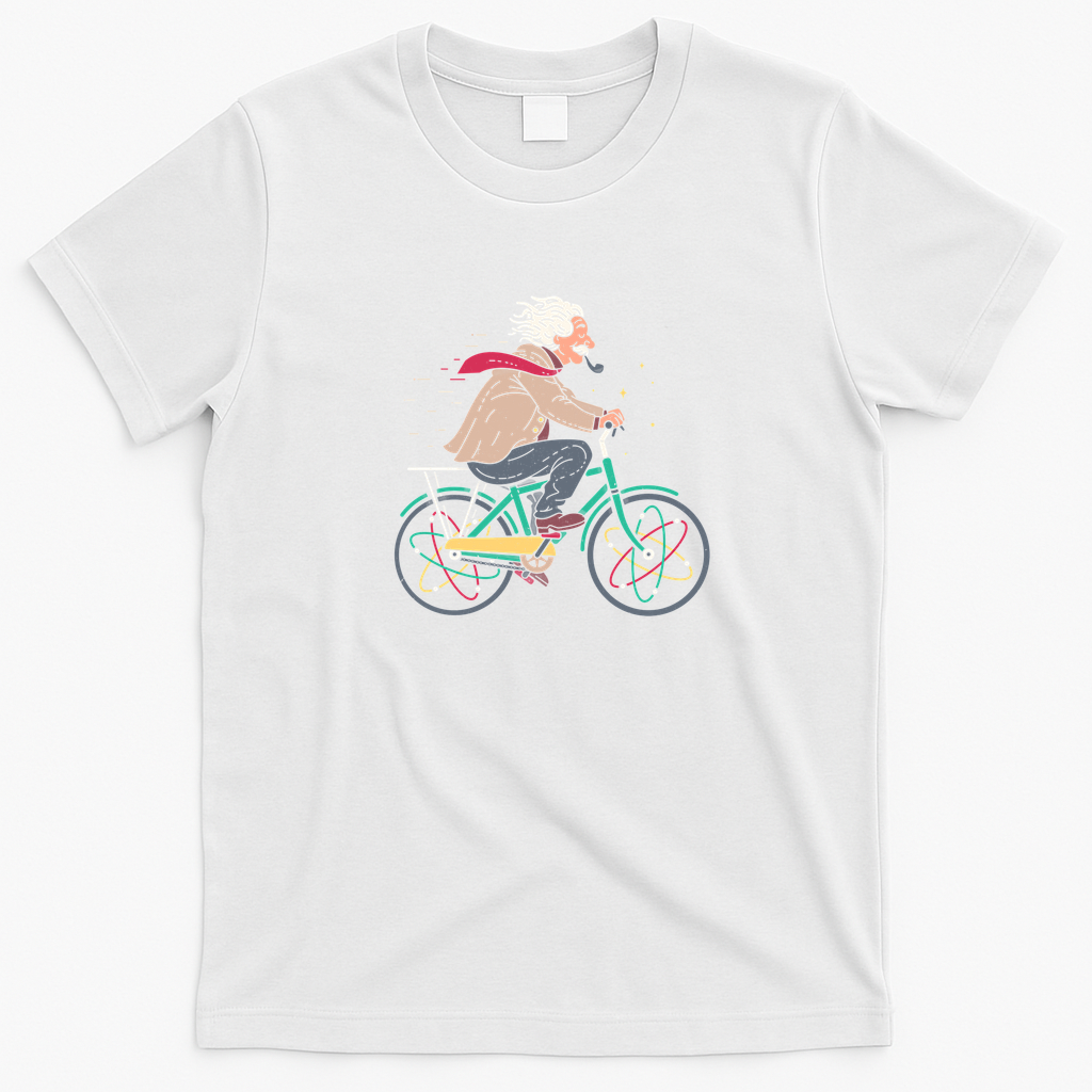 Albert Einstein Atomic Bicycle T-Shirt - White