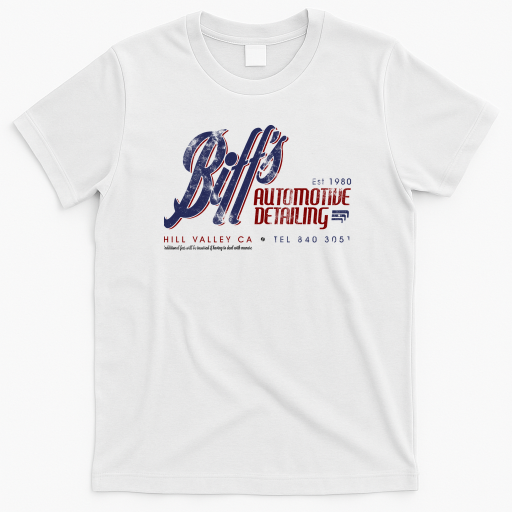 Biff’s Auto Detailing Retro Graphic Tee - White