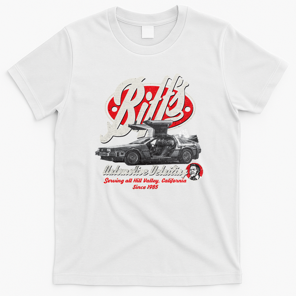 Biff’s Automotive Detail Back to the Future Worn Out Vintage T-Shirt - White