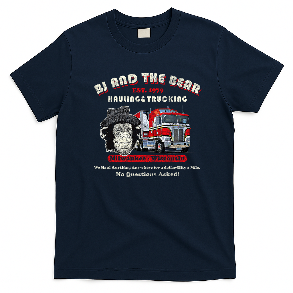 BJ and the Bear Distressed Trucking Tee - Navy Blue