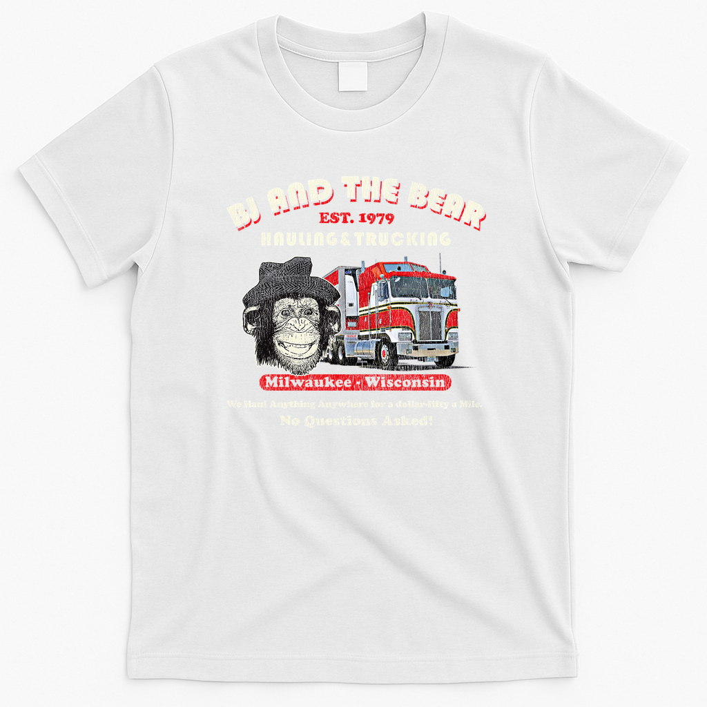 BJ and the Bear Distressed Trucking Tee - White