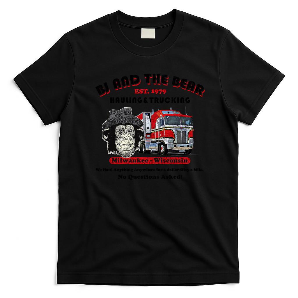BJ and the Bear Worn Trucking T-Shirt - Black
