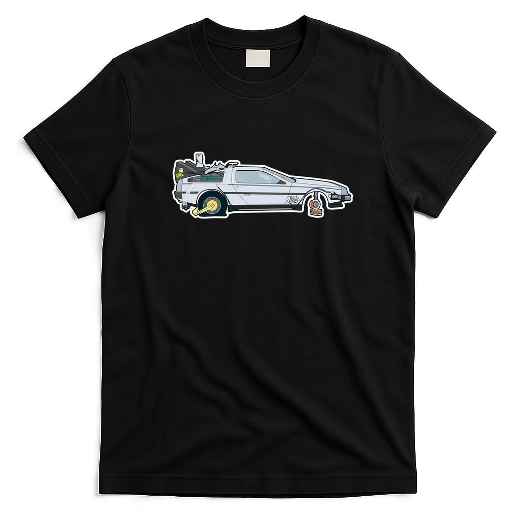 Busted: DeLorean DMC-12 Graphic T-Shirt - Black