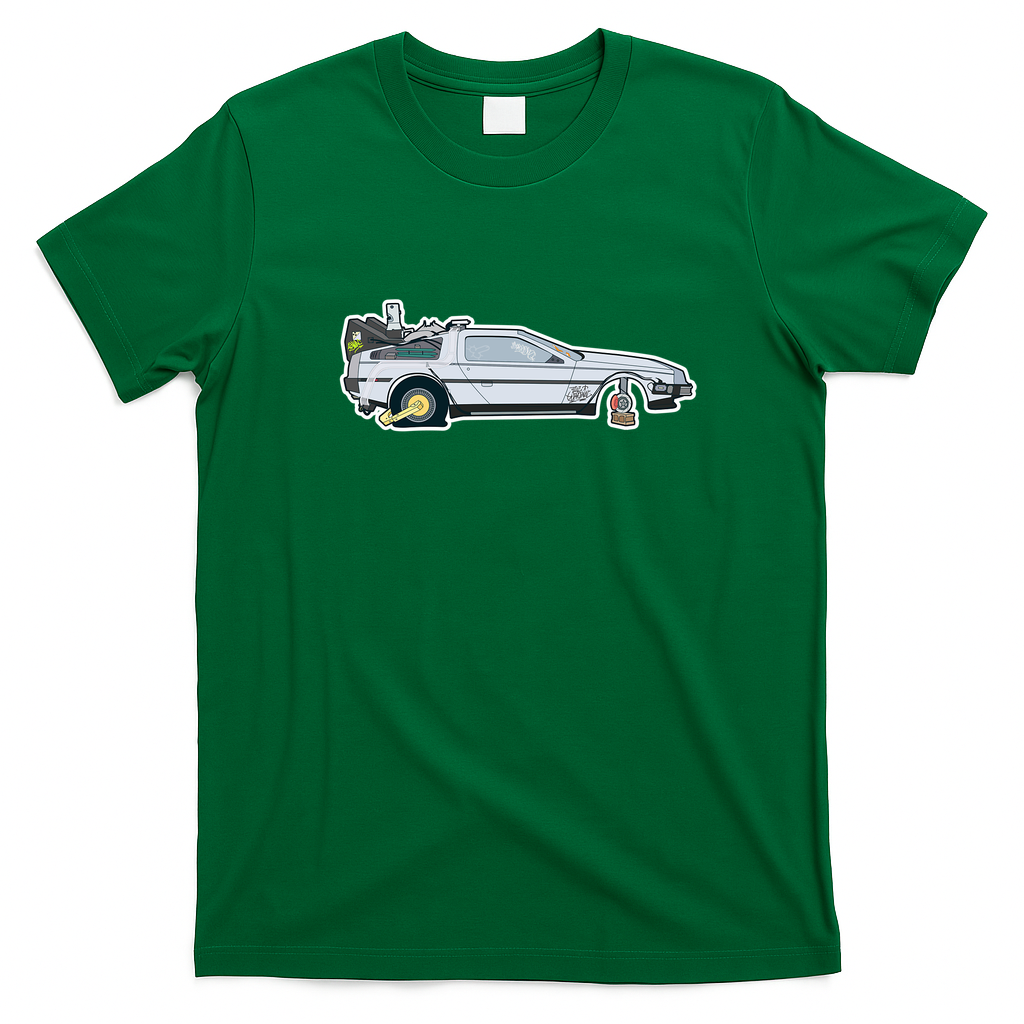 Busted: DeLorean DMC-12 Graphic T-Shirt - Irish Green
