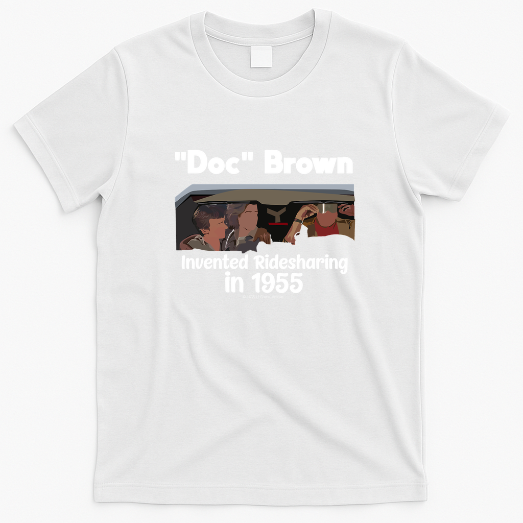 Doc Brown Invented Ride-Sharing T-Shirt - White