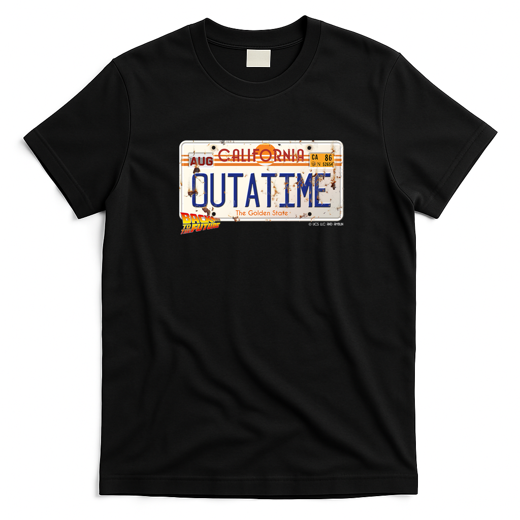 Back to the Future Time Machine License Plate Tee - Black