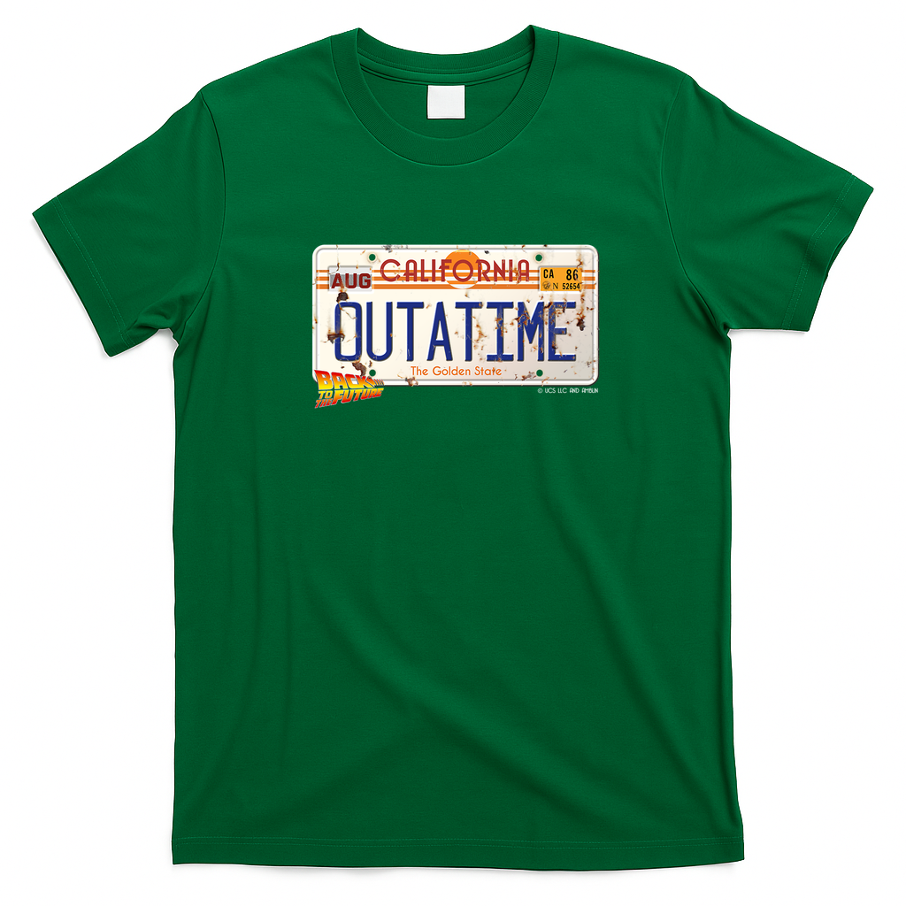 Back to the Future Time Machine License Plate Tee - Irish Green