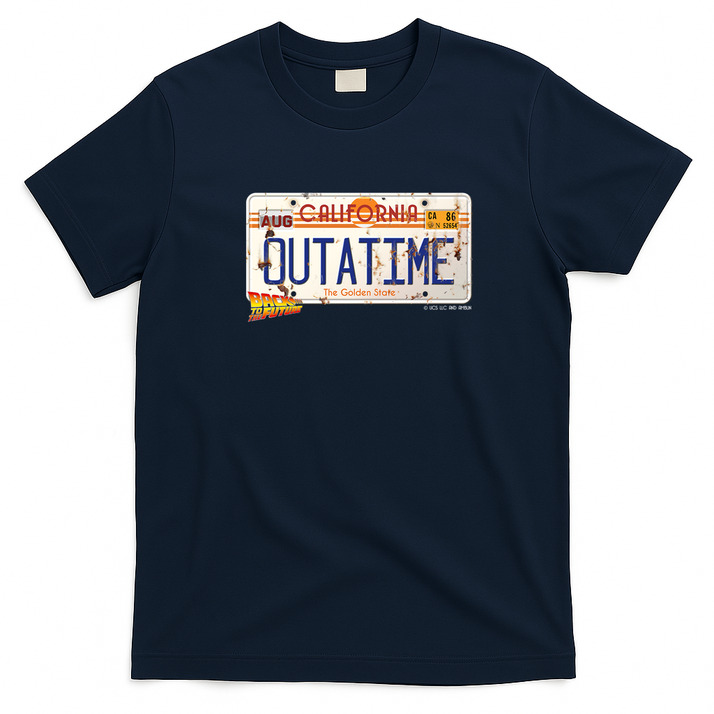 Back to the Future Time Machine License Plate Tee - Navy Blue