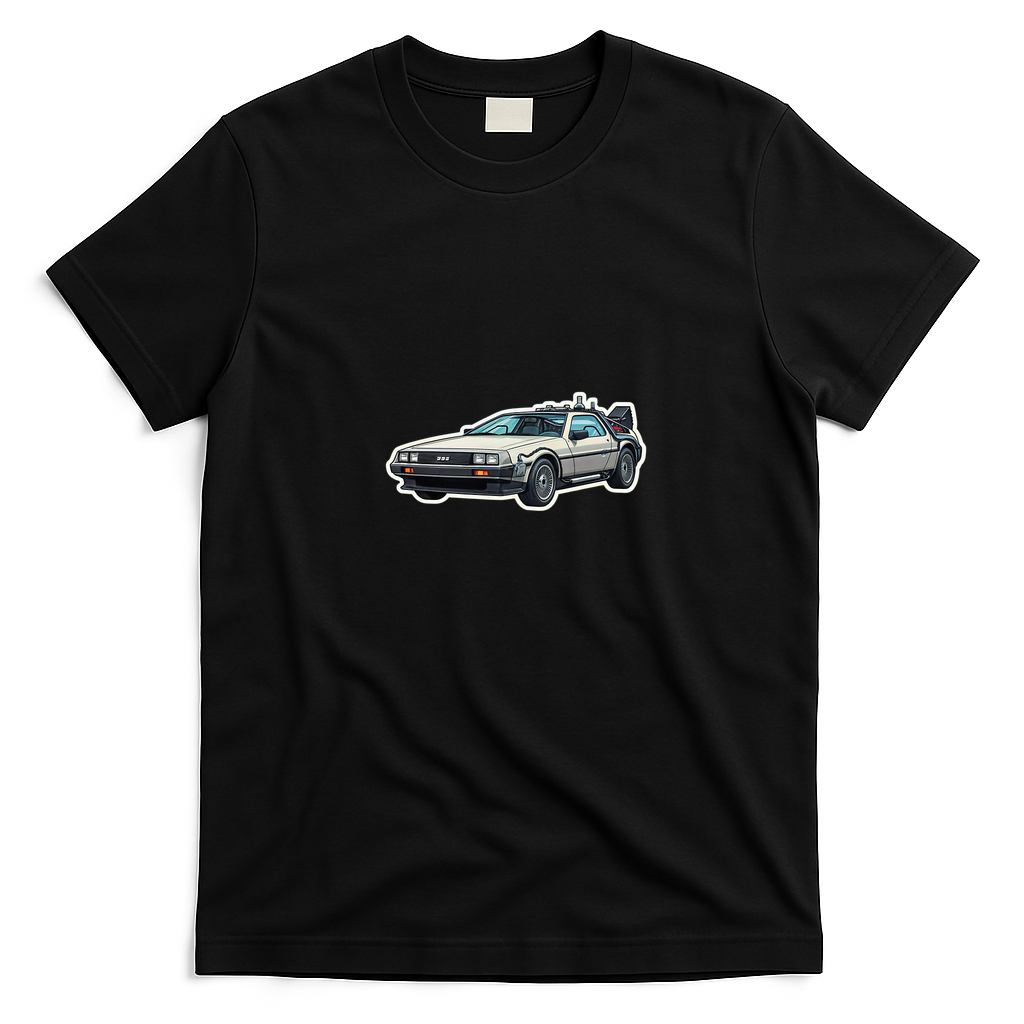 Back to the Future DeLorean Distressed Graphic Tee - Black