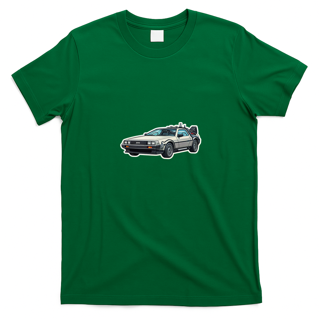 Back to the Future DeLorean Distressed Graphic Tee - Irish Green