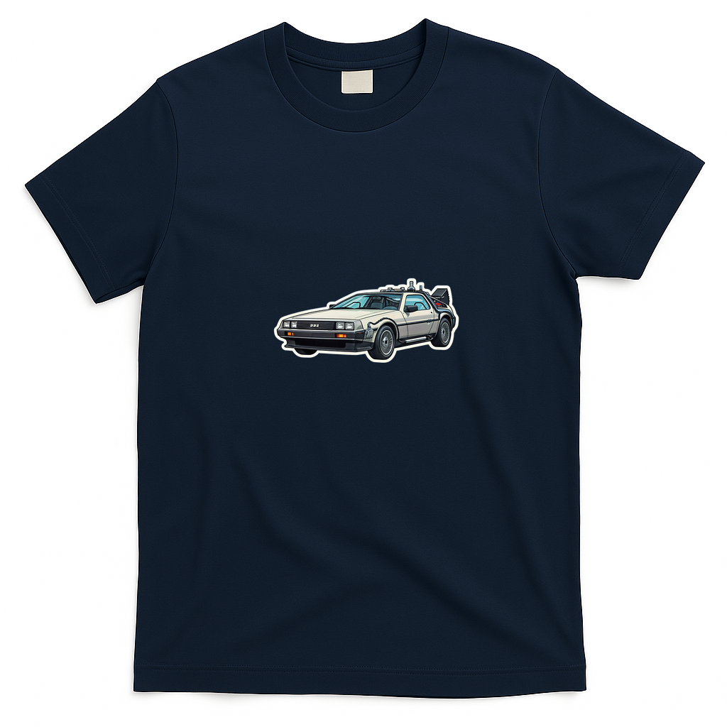 Back to the Future DeLorean Distressed Graphic Tee - Navy Blue