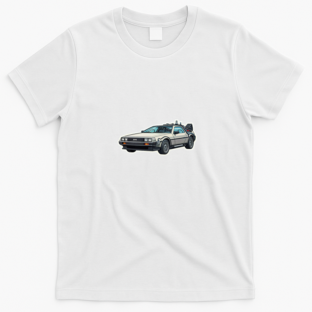 Back to the Future DeLorean Distressed Graphic Tee - White