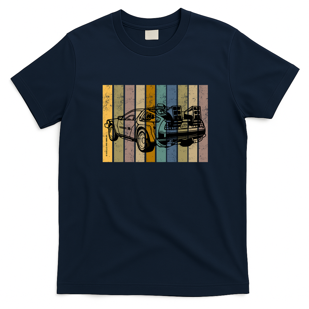 Back to the Future DMC DeLorean Heritage T-Shirt - Navy Blue