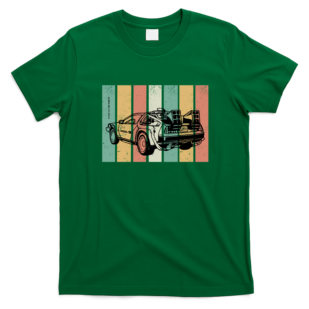 Back to the Future DMC DeLorean Retro Graphic Tee - Irish Green