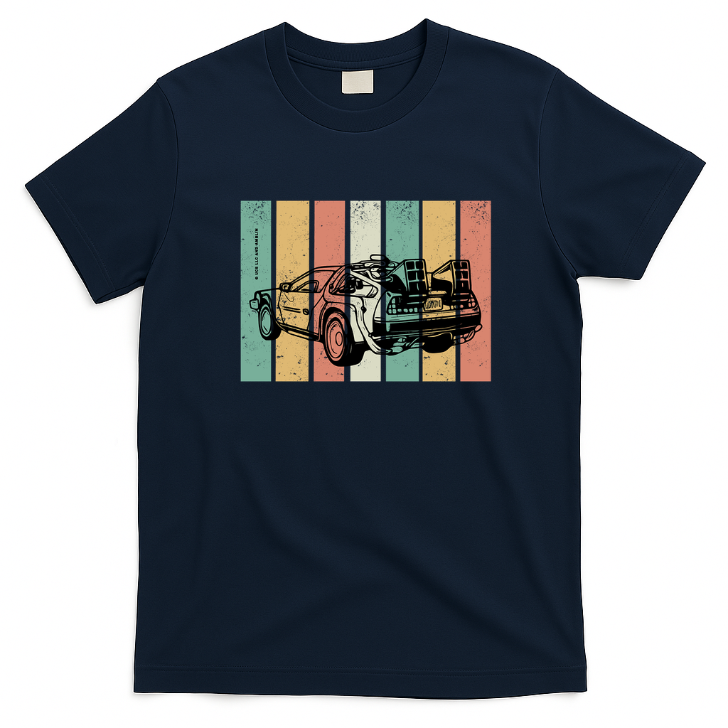 Back to the Future DMC DeLorean Retro Graphic Tee - Navy Blue