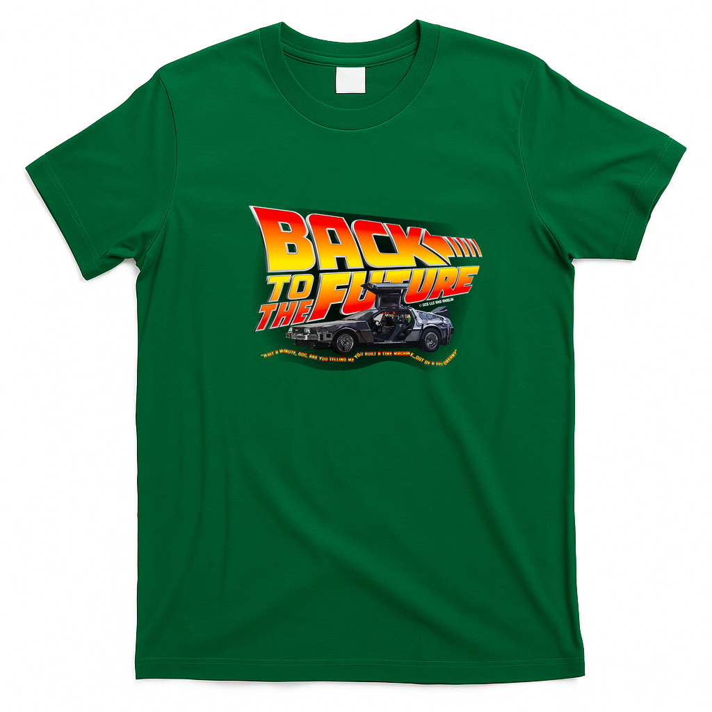 Back to the Future Time Machine Graphic T-Shirt - Irish Green