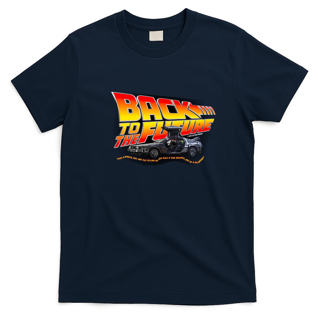 Back to the Future Time Machine Graphic T-Shirt - Navy Blue