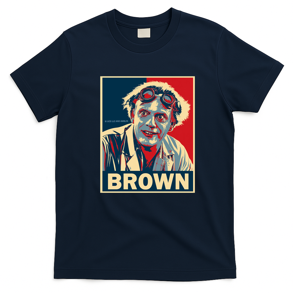 Doc Brown Back to the Future Distressed Graphic Tee - Navy Blue