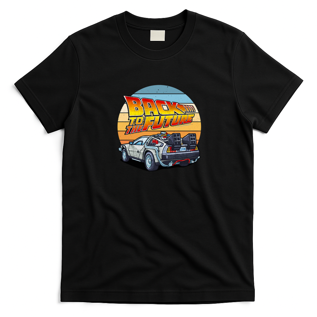 Back to the Future DMC DeLorean Distressed Graphic Tee - Black