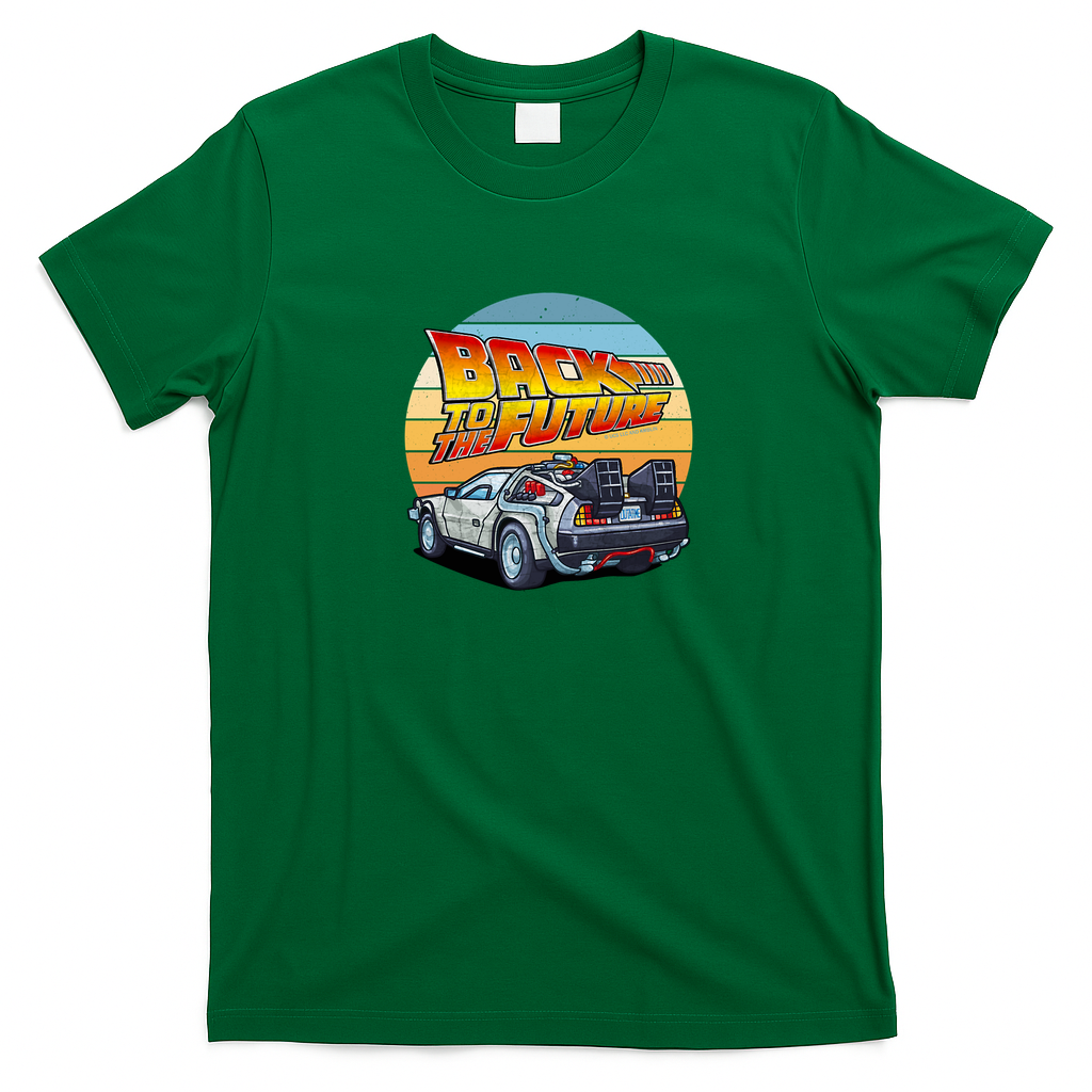 Back to the Future DMC DeLorean Distressed Graphic Tee - Irish Green