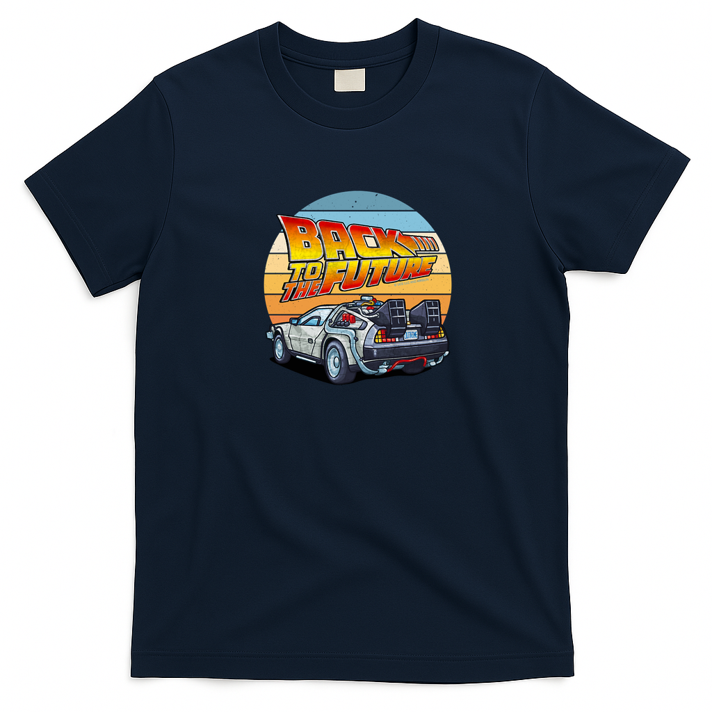 Back to the Future DMC DeLorean Distressed Graphic Tee - Navy Blue