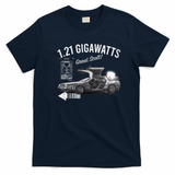 Back to the Future 1.21 Gigawatts DeLorean Car Graphic T-Shirt - Navy Blue