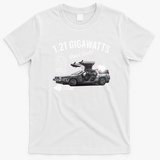Back to the Future 1.21 Gigawatts DeLorean Car Graphic T-Shirt - White