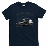 Back to the Future 1.21 Gigawatts DeLorean Car Retro Graphic Tee - Navy Blue