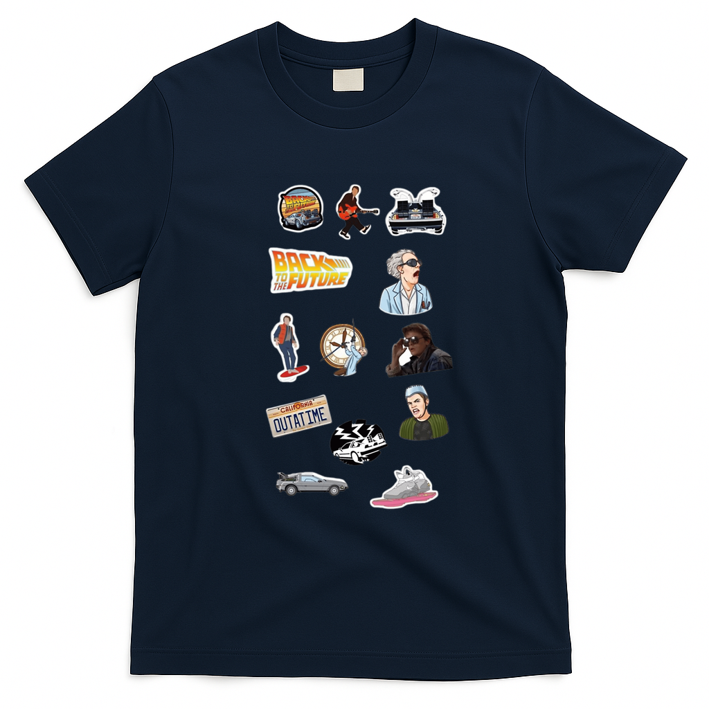 Back to the Future 1985 Retro Graphic Tee - Navy Blue