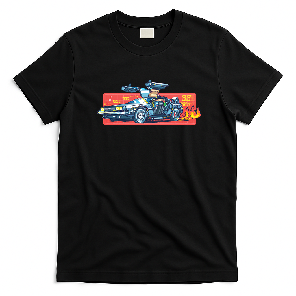 Back to the Future DeLorean time machine Graphic T-Shirt - Black