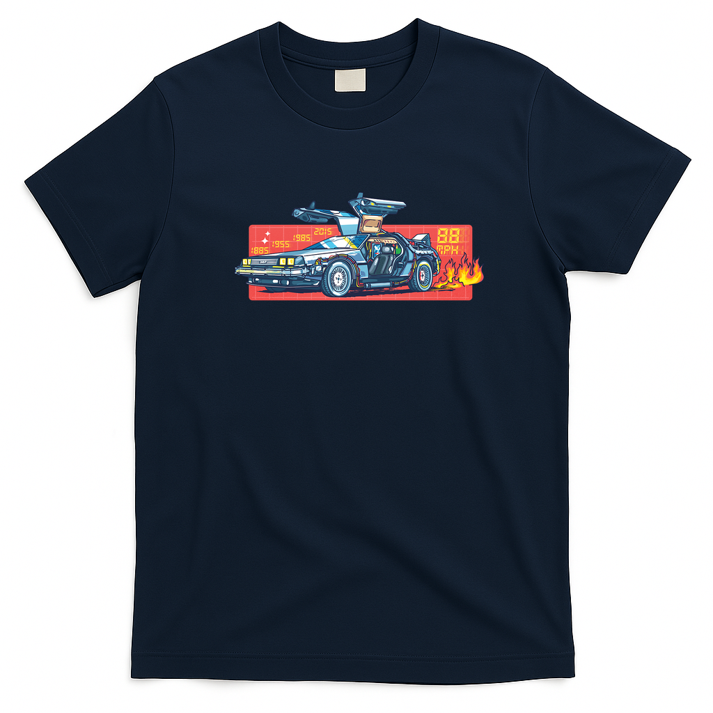 Back to the Future DeLorean time machine Graphic T-Shirt - Navy Blue