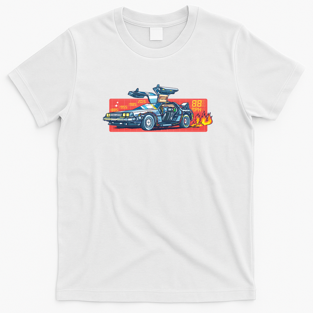 Back to the Future DeLorean time machine Graphic T-Shirt - White