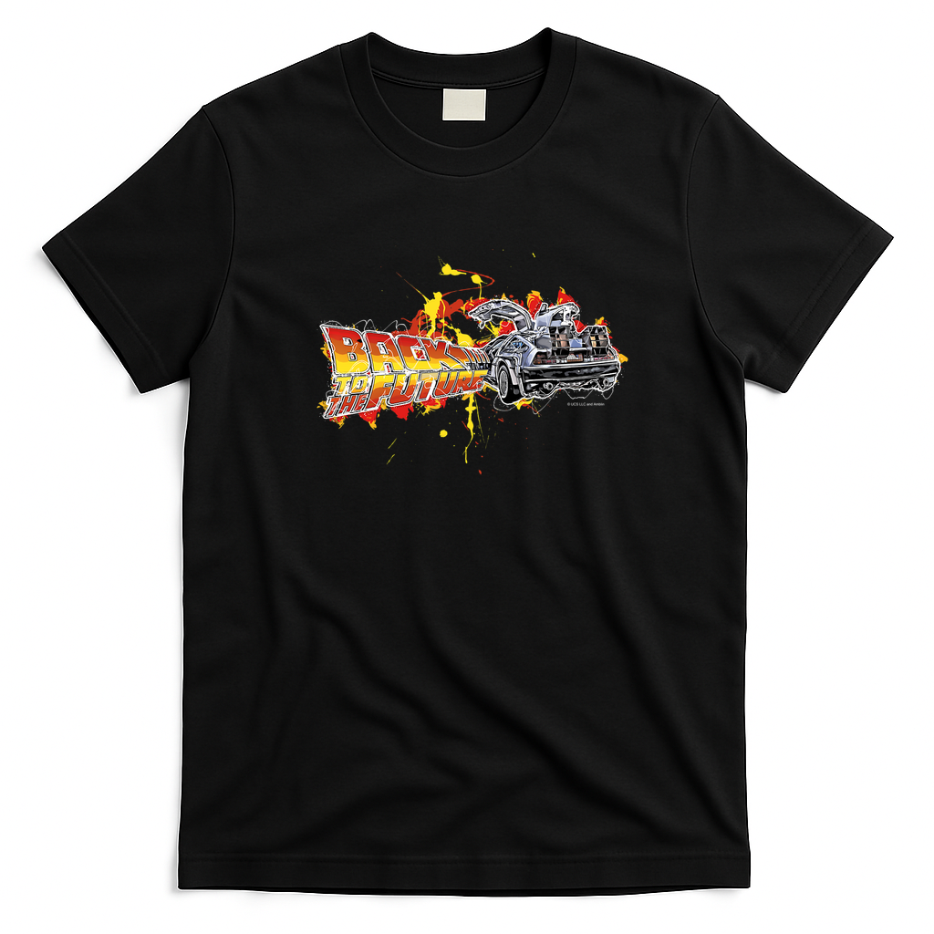 Back to the Future DeLorean Classic Logo T-Shirt - Black
