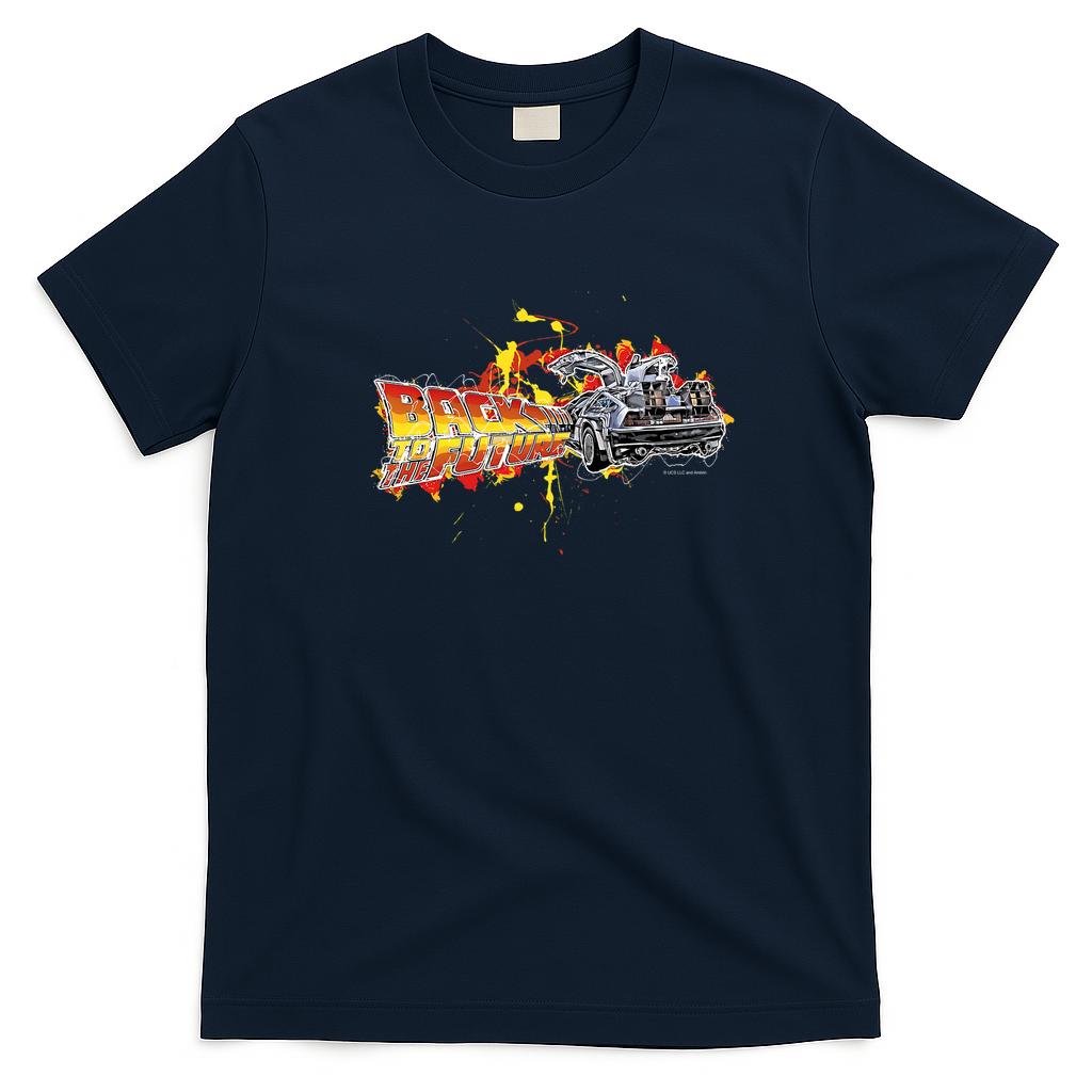 Back to the Future DeLorean Classic Logo T-Shirt - Navy Blue