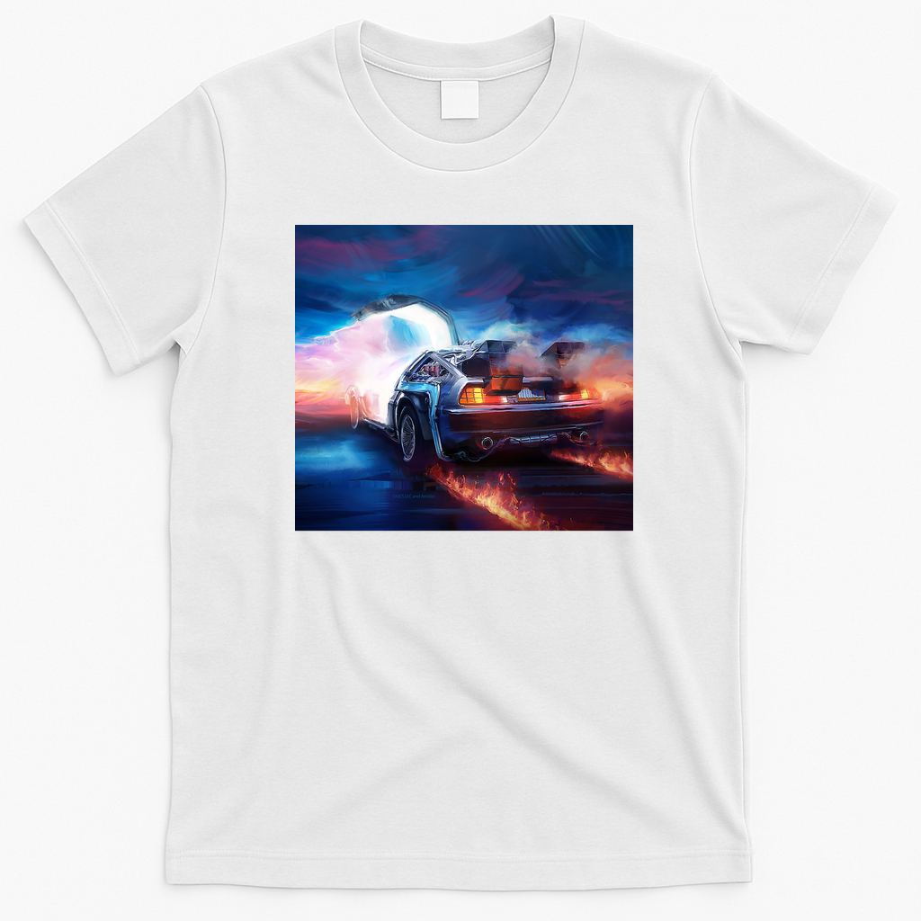 Back to the Future DeLorean Time Machine Tee - White