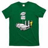 Hill Valley Gas Station DeLorean T-Shirt - Irish Green