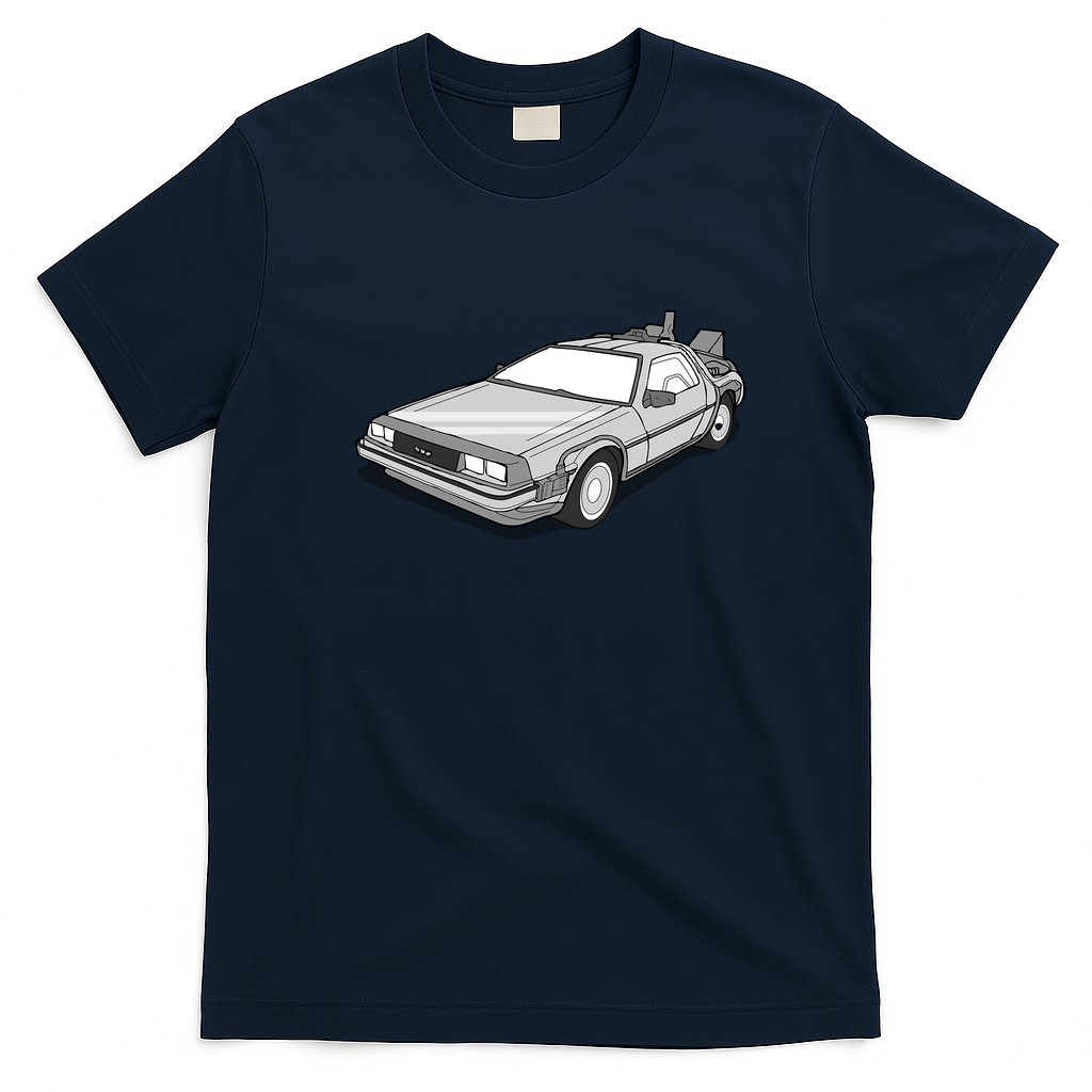 Back to the Future DeLorean Retro Graphic Tee - Navy Blue
