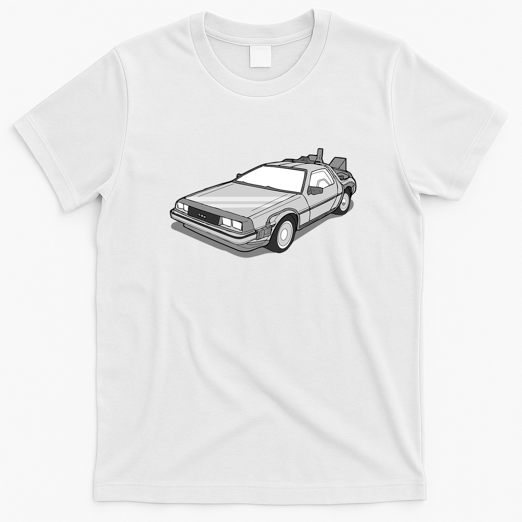 Back to the Future DeLorean Retro Graphic Tee - White
