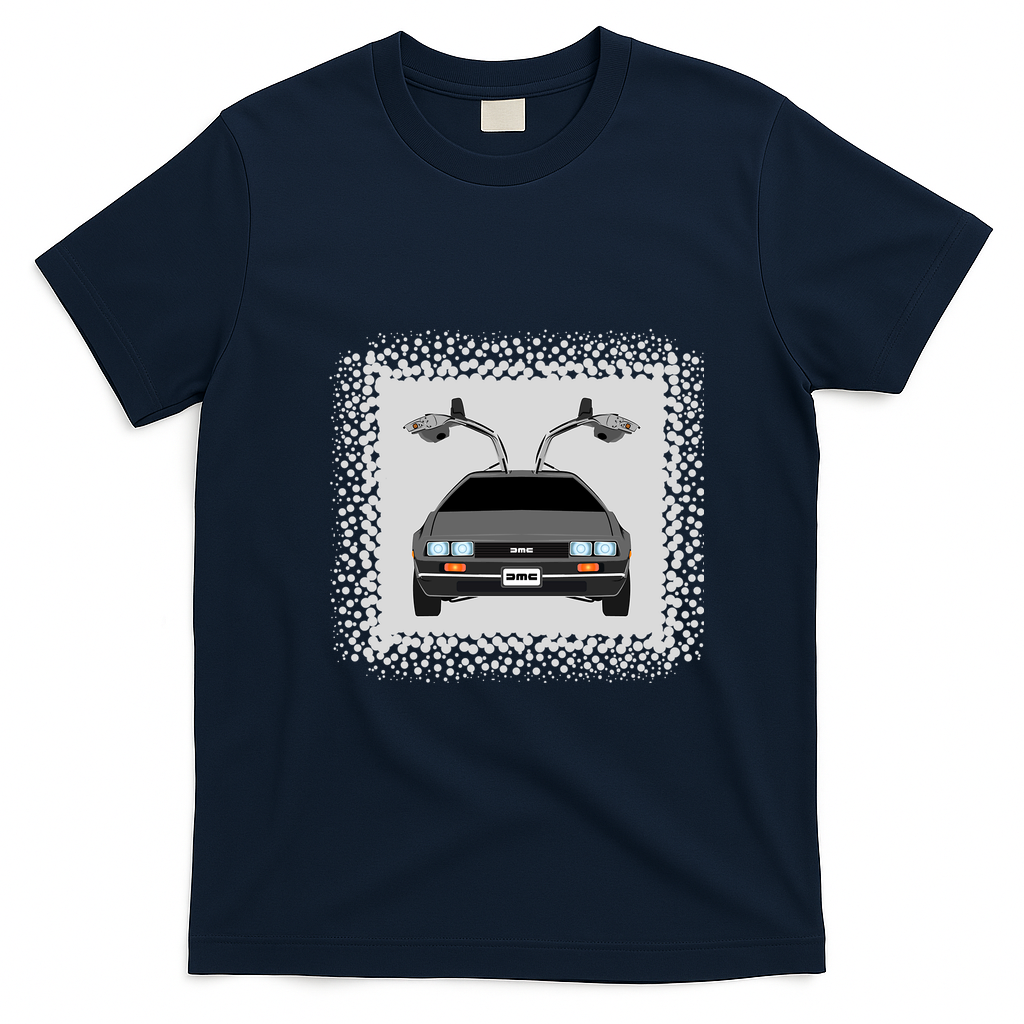 Back to the Future DeLorean Old-School T-Shirt - Navy Blue