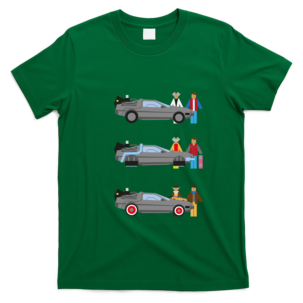 Back to the Future DeLorean Graphic T-Shirt - Irish Green