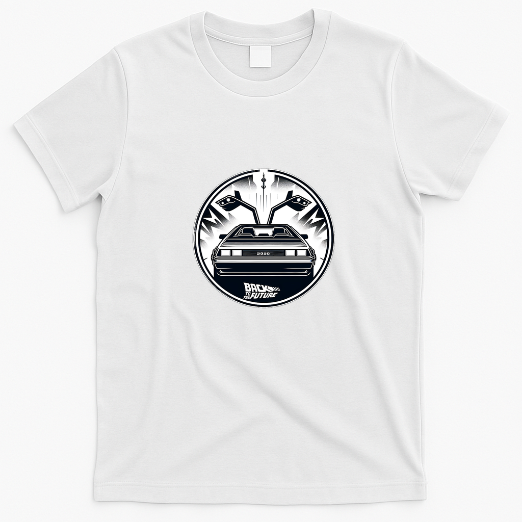 Back to the Future DeLorean Bold Graphic Tee - White