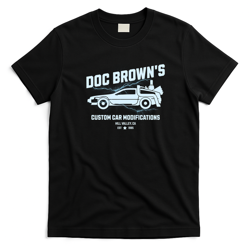 Back to the Future Doc Brown’s Car Modifications Graphic T-Shirt - Black