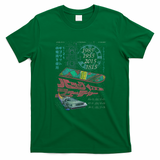 Back to the Future DeLorean and Hoverboard Kanji Graphic T-Shirt - Irish Green