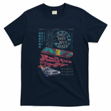 Back to the Future DeLorean and Hoverboard Kanji Graphic T-Shirt - Navy Blue